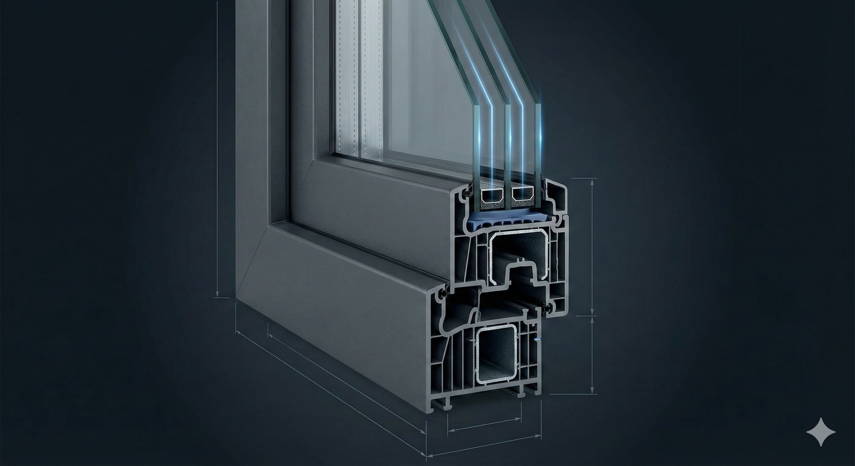 Triple pane window cross section Canada